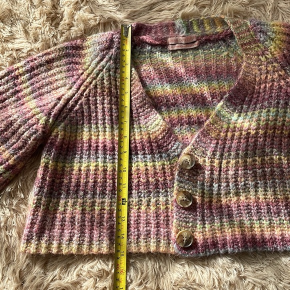 Urban Outfitters Sydney multi color Pink Balloon Sleeve Cardigan Sweater xs - Picture 8 of 8